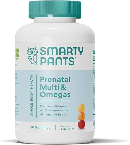 SmartyPants Vitaminas prenatales para mujeres, gomitas multivitamínicas: aceite de pescado Omega 3 (EPA/DHA), biotina, metilfolato, vitamina D3, C,