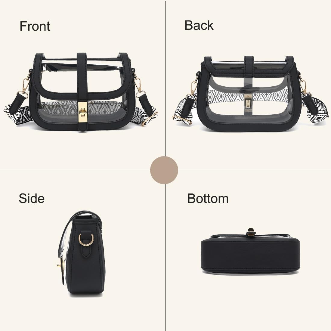 LOXOMU Clear Bag for Stadium Events, Cute Clear Crossbody Bag Stadium Approved, Small Clear Concert Purse for Women - Image 6