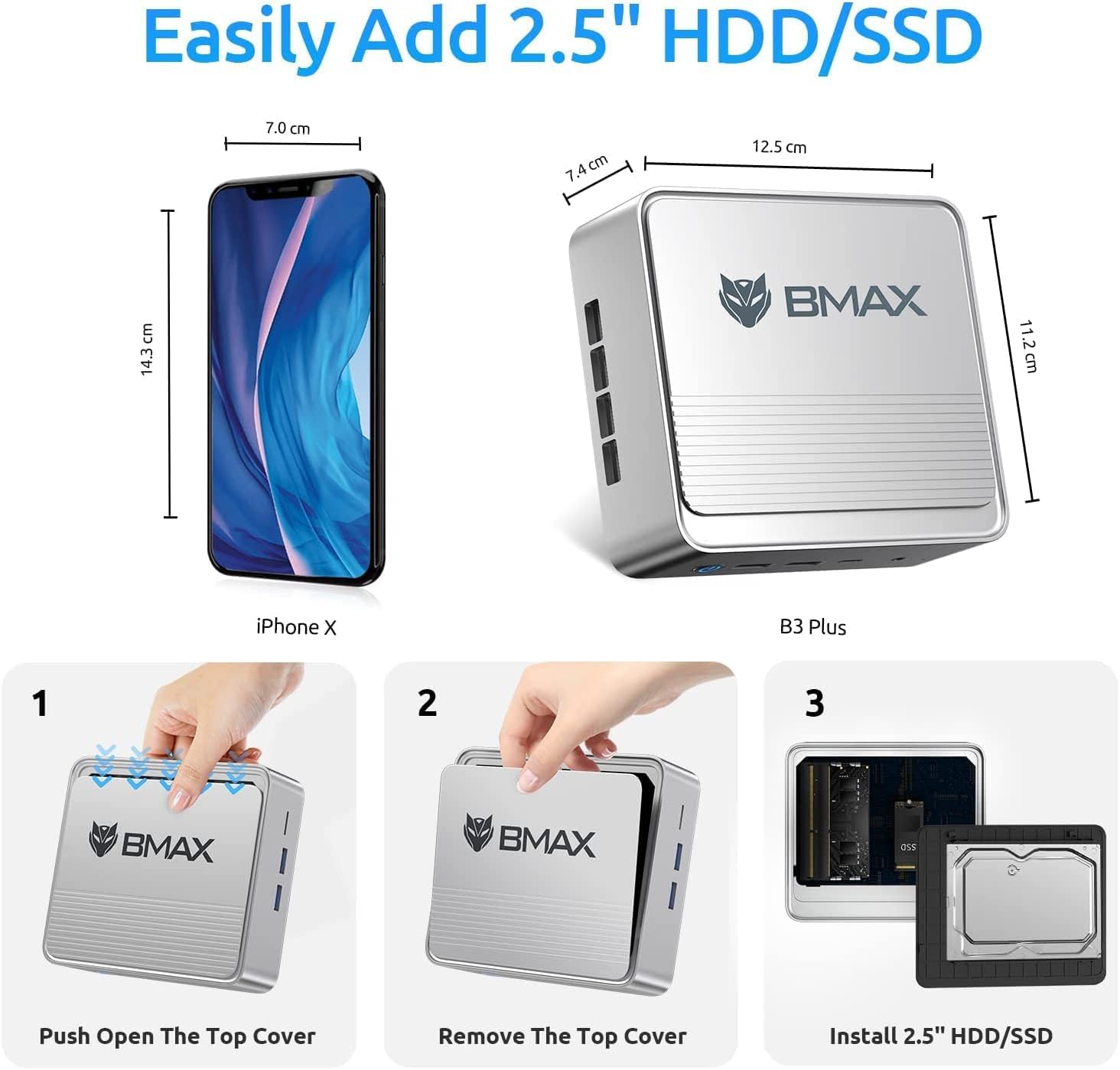 Bmax Mini PC B3 Plus 11ª Geração 4-Core N5095 8GB RAM/256GB