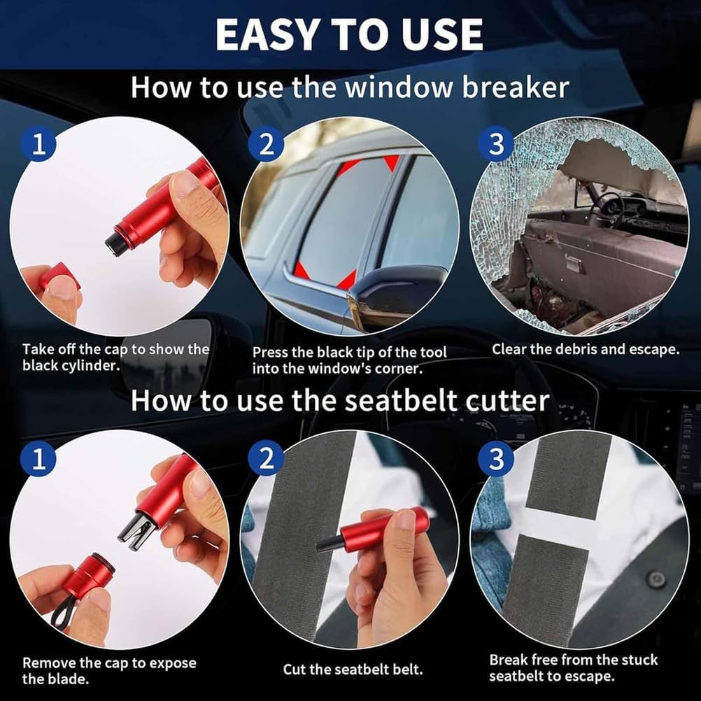 2-in-1 Emergency Hammer for Car, Seatbelt Cutter, Car Emergency Escape Tool,Silver