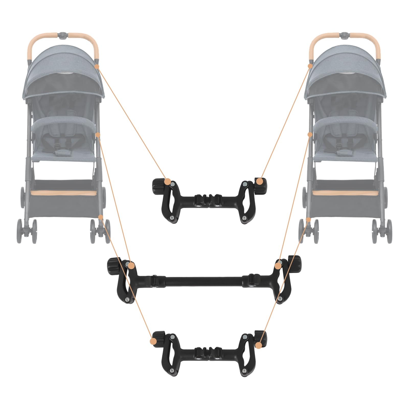 3 Connettori per Passeggini Connettore doppio per passeggino Connettori Universali per Passeggino Connettori a Doppio Stroller