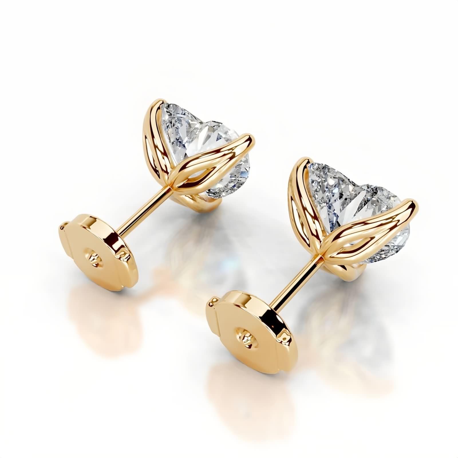 Pendientes delicados de oro amarillo de 9 quilates, 14 quilates, 18 quilates para mujer, aretes de corazón con moissanita de 2 quilates