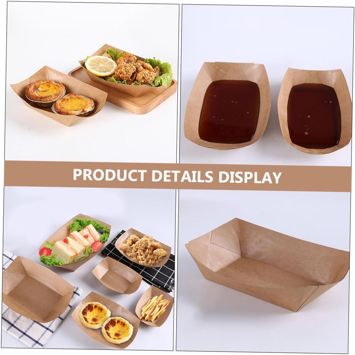 100pcs Disposable Paper Food Boxes Grease-resistant Kraft Snack Containers for Fried Chicken French Fries Takeout and Food Storage