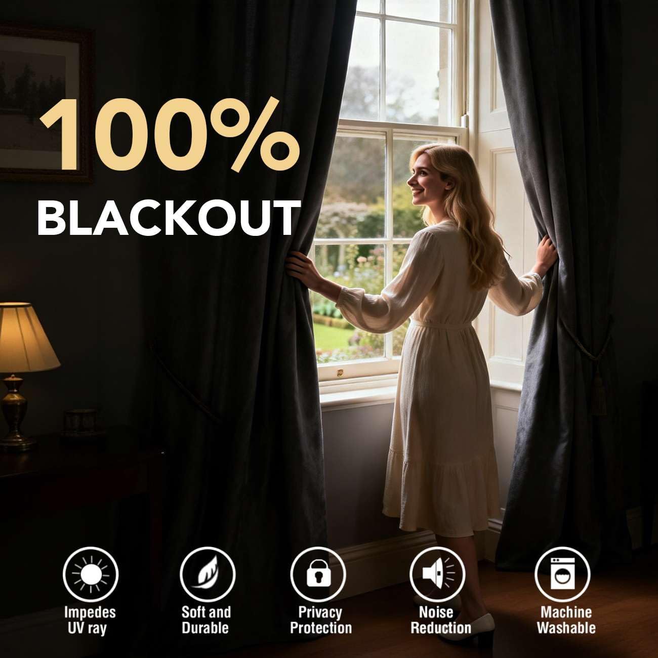 H.VERSAILTEX Linen Look 100% Blackout Curtains 45 Inches Long for Bedroom Rod Pocket 42 Inches Wide Linen Textured Thick Window Curtain Drapes with White Backing, Pure White, 2 Panels 42"W x 45"L (Pack of 2) Pure White