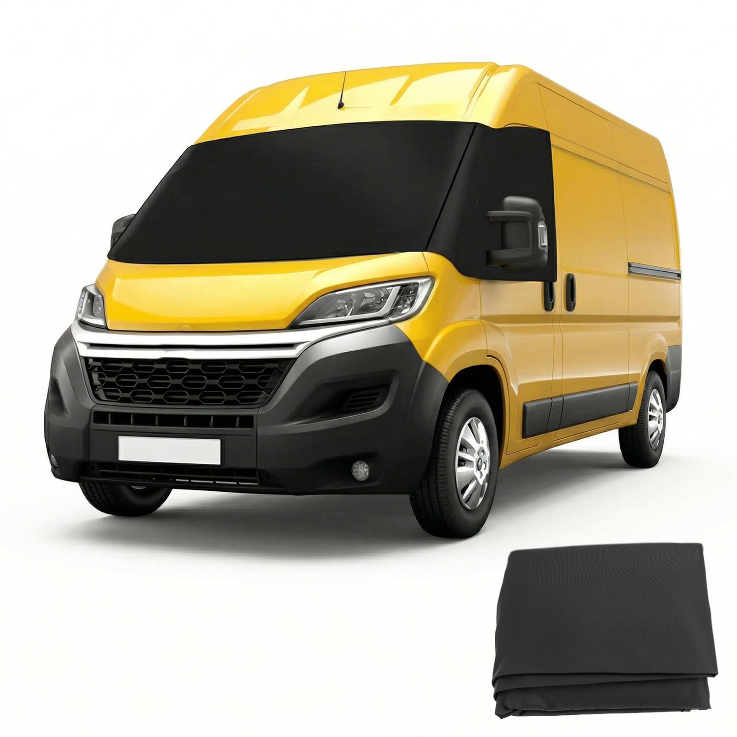 QWORK® Osłona na przednią szybę dla BOXER/Citroen Jumper 2006-2022, Termiczny Pokrywający Materiał Zewnętrzny z Tkaniny Oxford 600D – Ochrona Prywatności, Przed Promieniowaniem UV i Mrozem