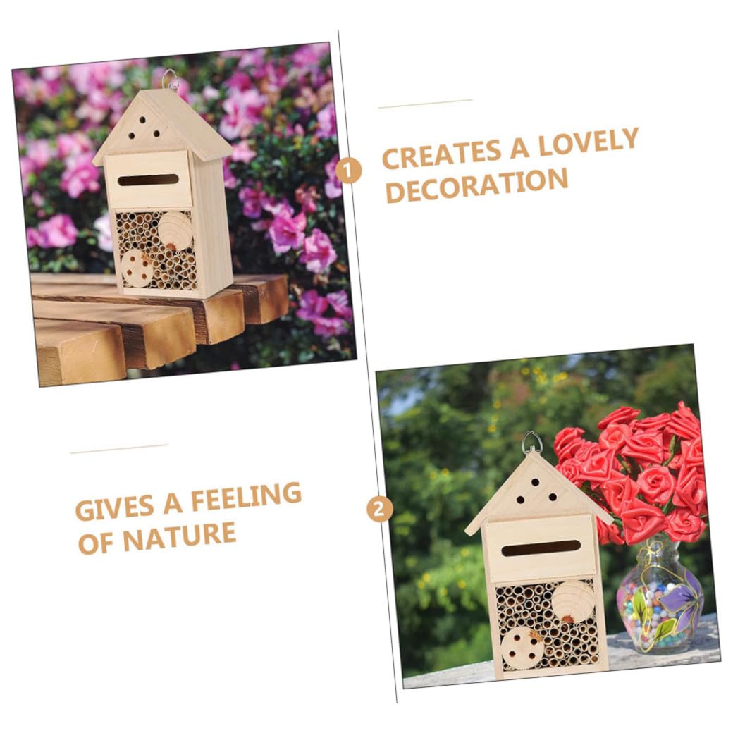 2Stücke Insektenhaus aus Holz für Bienen und Schmetterlinge Wetterfestes Hängehaus für Garten Nest für Bestäubung
