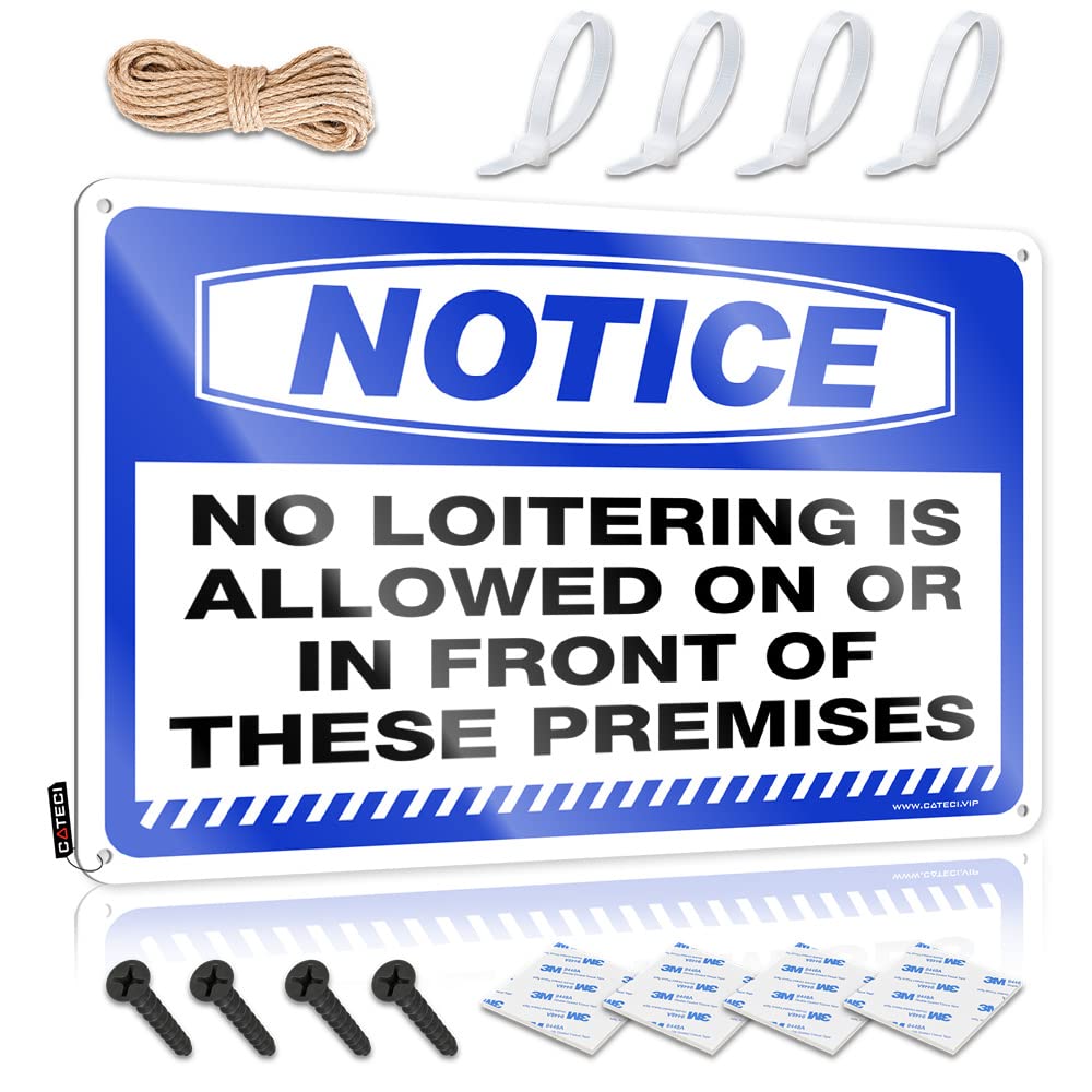 STWNVOITV Funny Desk Signs Notice No Loitering Is Allowed On Or In Front Of Tin Sign Bar Man Cave Decor Mancave Signs And Decor(30X40CM)