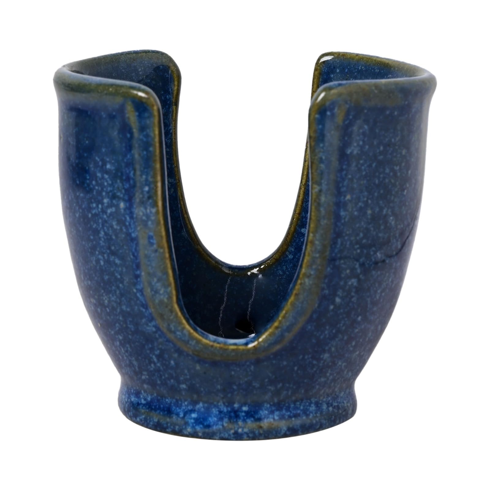 QimacPlus Overseas Sponge Holder Handcrafted Blue U-Shaped Ceramic Sponge Holder for Modern Kitchen Organization and Decor