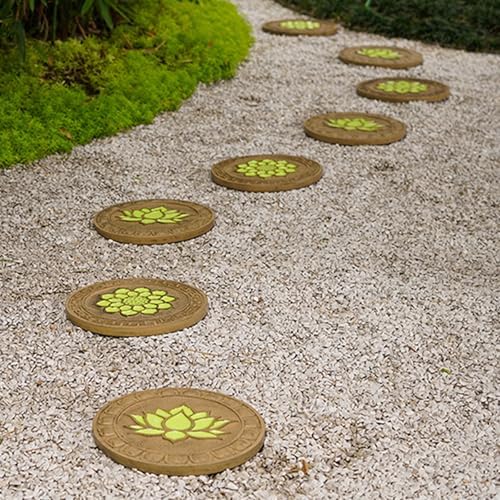 Glow in The Dark Stepping Stones Set - Luminous Garden Pavers for Outdoor Pathways, Decorative Landscape for Home, Villa, Gardens & Patios (2pcs)