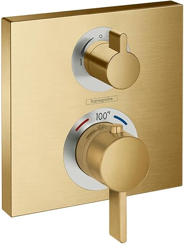 Miniatura 9 de hansgrohe Ecostat 15712141 - Moderna válvula de ducha termostática con control de temperatura en bronce cepillado Bronce cepillado,Cromo cepillado