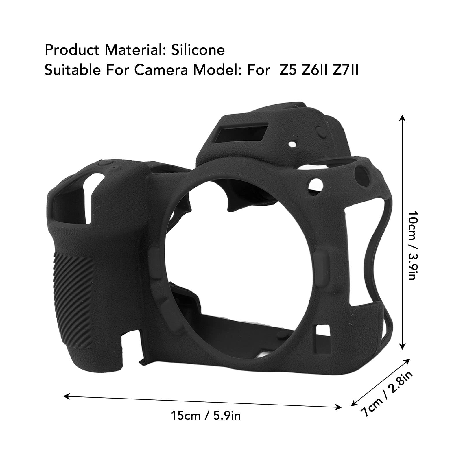 Custodia in Silicone per Fotocamera per Z5 Z6II Z7II, Custodia Protettiva Antiurto Antiscivolo per Fotocamera Mirrorless per Z5 Z6II Z7II (Nero)
