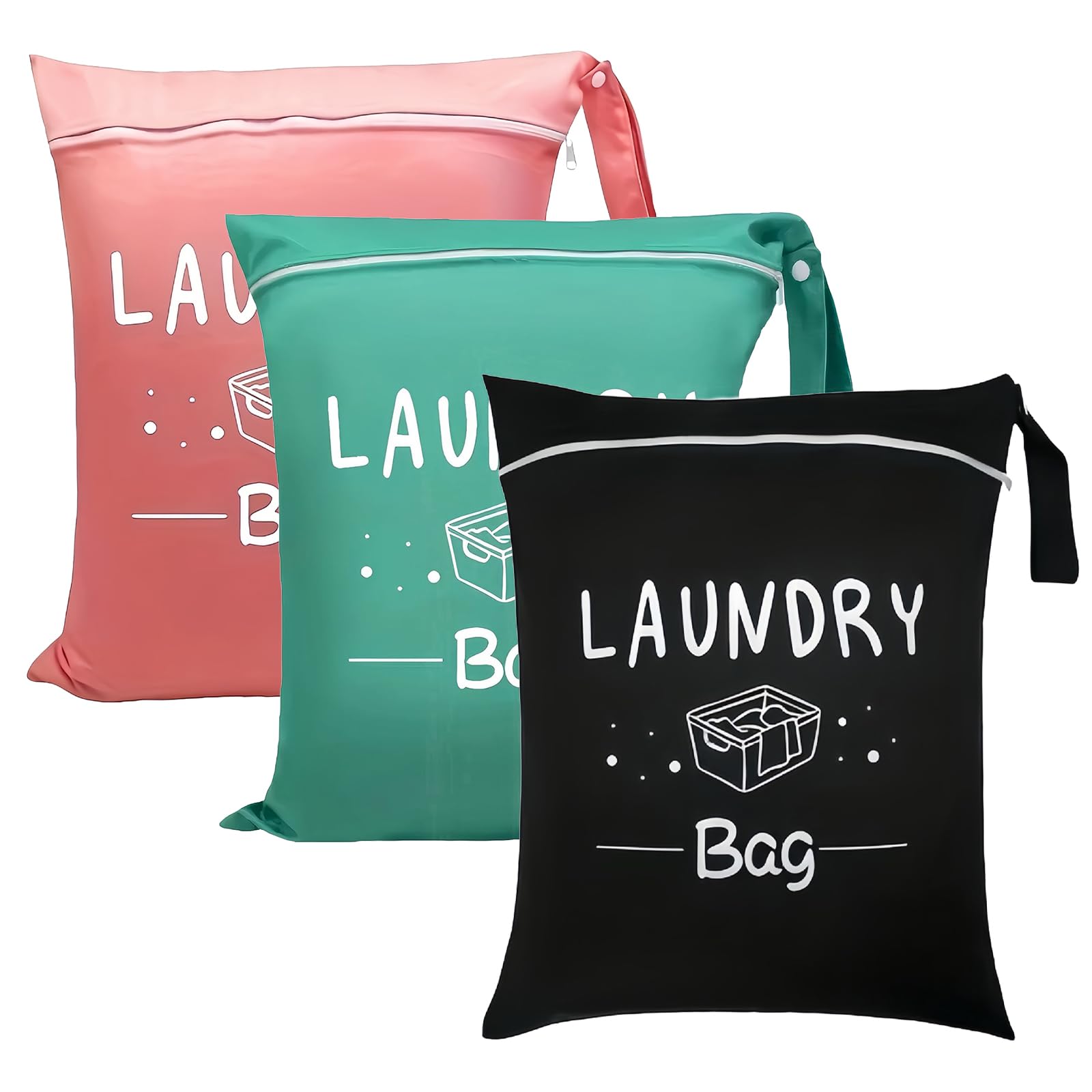 3 StüCk Reise WäSchesack mit Griff, 38 X 48 cm Laundry Bag Schmutzige Kleidertasche Nasstasche für Gym WäSche Schwimmbad Yoga Dorm