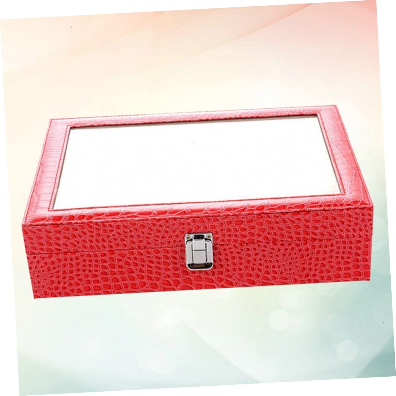 SHERCHPRY Pu Transparentem Fenster 8 Fächern Brillenaufbewahrungsorganizer mit Alligator Optik Aufbewahrungs und Präsentationsbox und Zuhause Geschäft