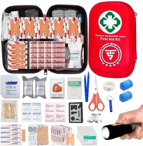 Kit de primeros auxilios 2 en 1 y kit de supervivencia, 300 piezas, primeros auxilios para automóvil, campamento de primeros auxilios, kit