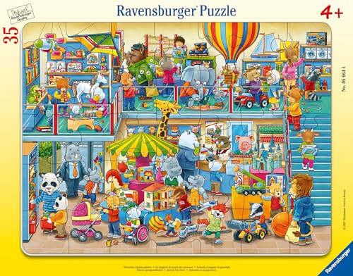Ravensburger - Puzzle Enfants - Cadre 35 p - Le Magasin de Jouets des Animaux - pour Enfants Fille ou garçon dès 4 Ans - Puzzle de qualité supérieure - Carton épais...