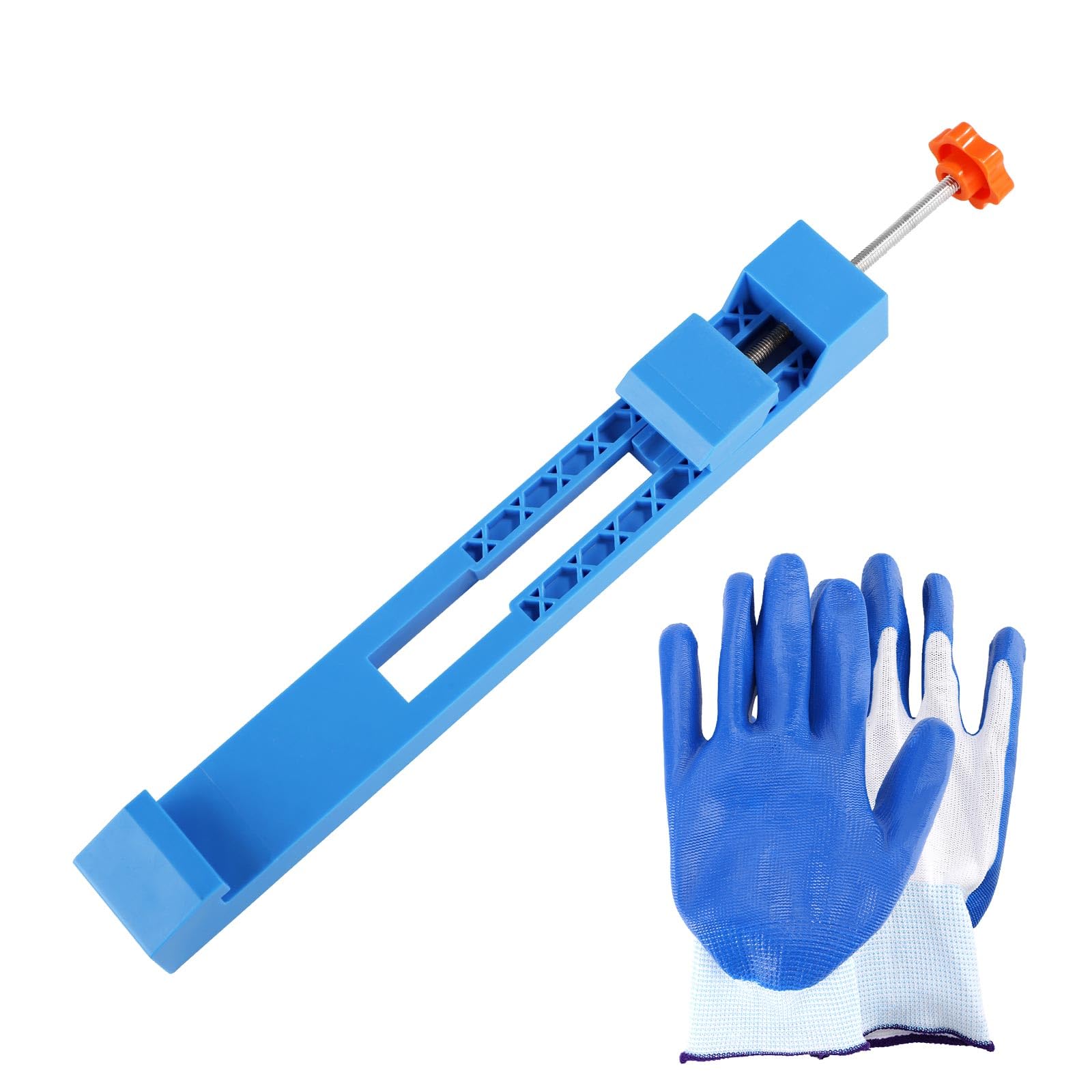 Adjustable Cutting Machine Rail Guide, Plastic Circular Saw Milling Guide Track with Gloves Blue Electric Circular Wood Saw Milling Positioning Clamp