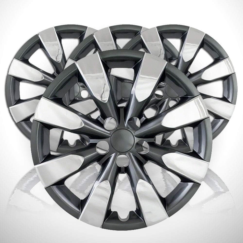 Set of 4 Wheel Covers fit for Toyota Corolla 2014-2016 8 Spoke 16'-Chrome/Charcoal