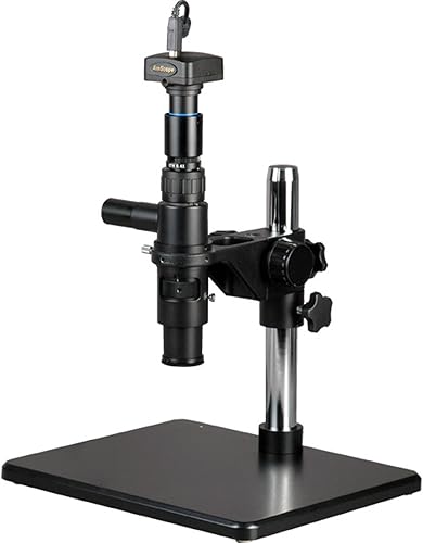 AmScope Microscopio de inspección monocular digital H800-CL-5M, aumento de zoom 11X-80X, campo de visión de 0.669 in, luz coaxial incorporada,
