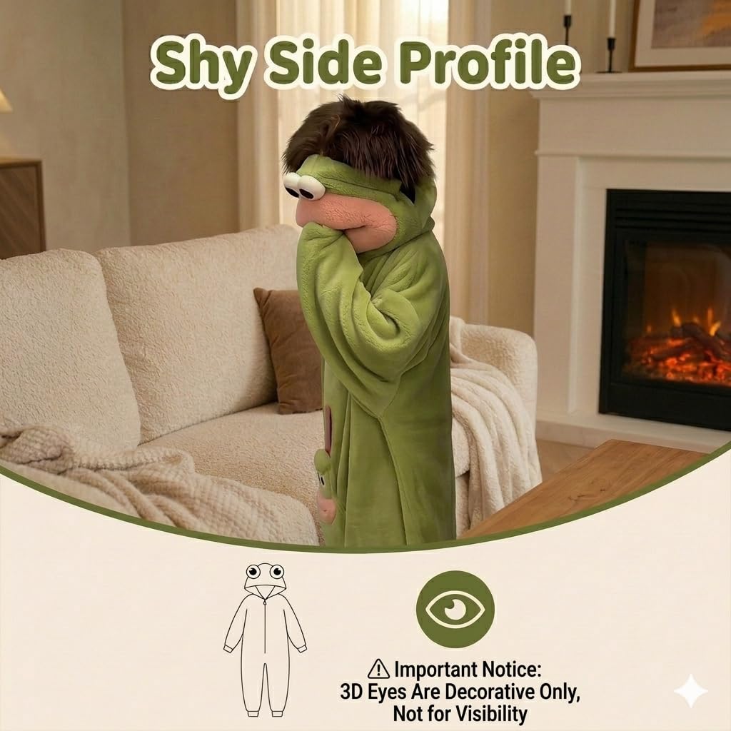 Pijama con capucha de monstruo verde divertido para adolescentes y adultos, unisex, forro polar de felpa ultrasuave, ropa de descanso de una pieza, ropa de descanso tonta de boca grande para el