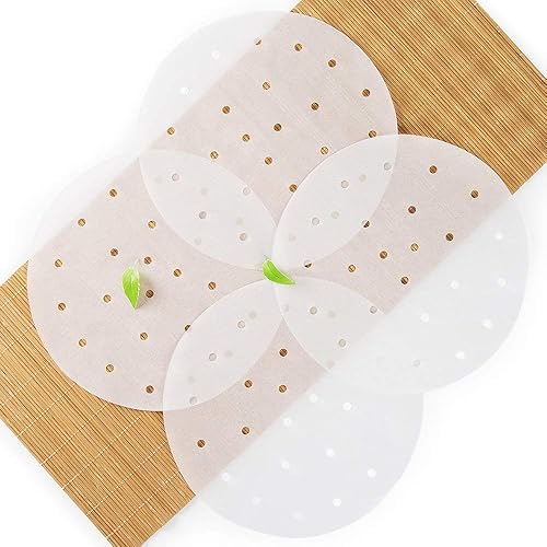 Miniatura 7 de 100 revestimientos para freidora de aire, revestimientos de vapor de bambú de 7.5 pulgadas, papel de pergamino perforado de primera calidad, tapete