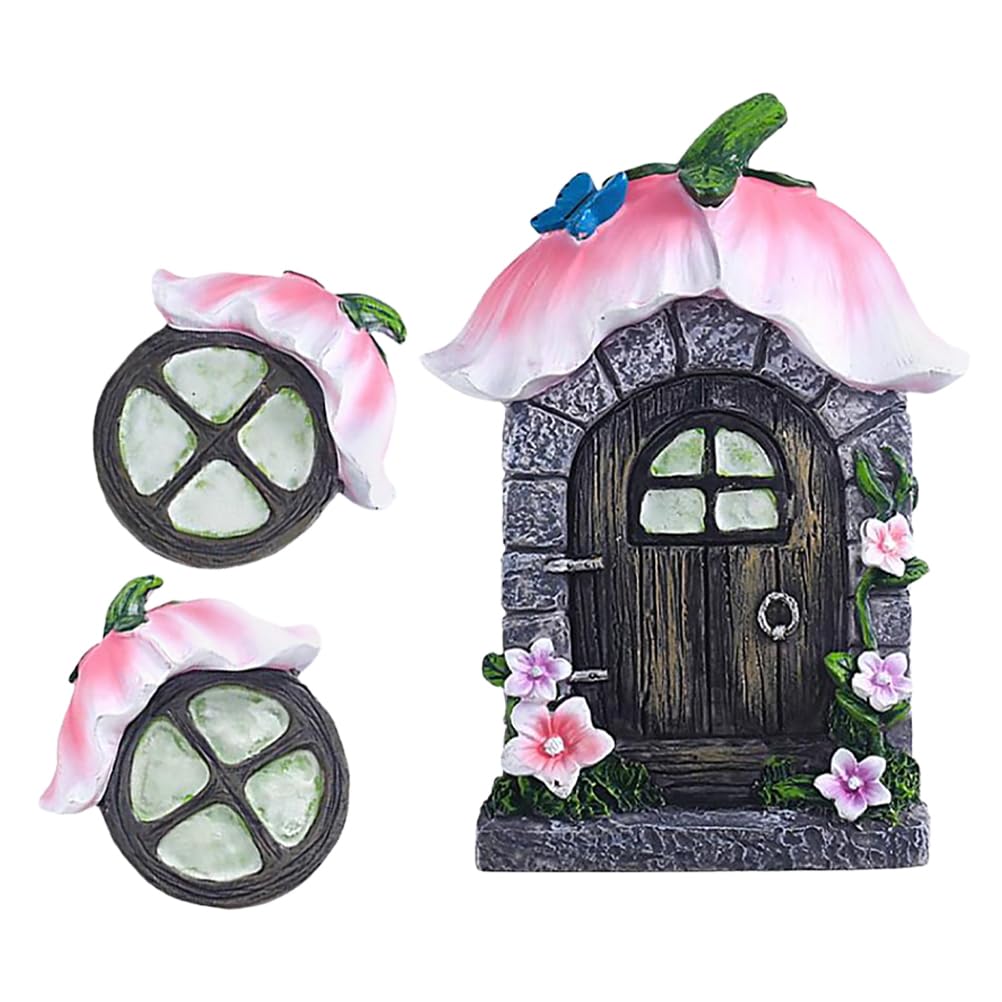 Porte fenêtre miniature en résine pour réveiller la magie de l'enfance au pied des arbres
