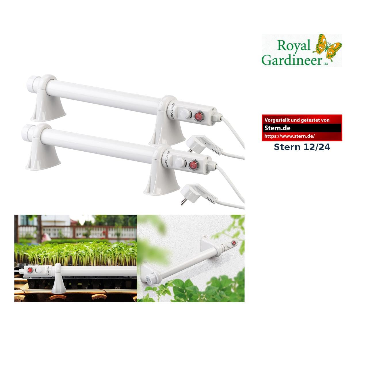 Royal Gardineer radiateurs tubulaires électriques 55 W pour serre de jardin