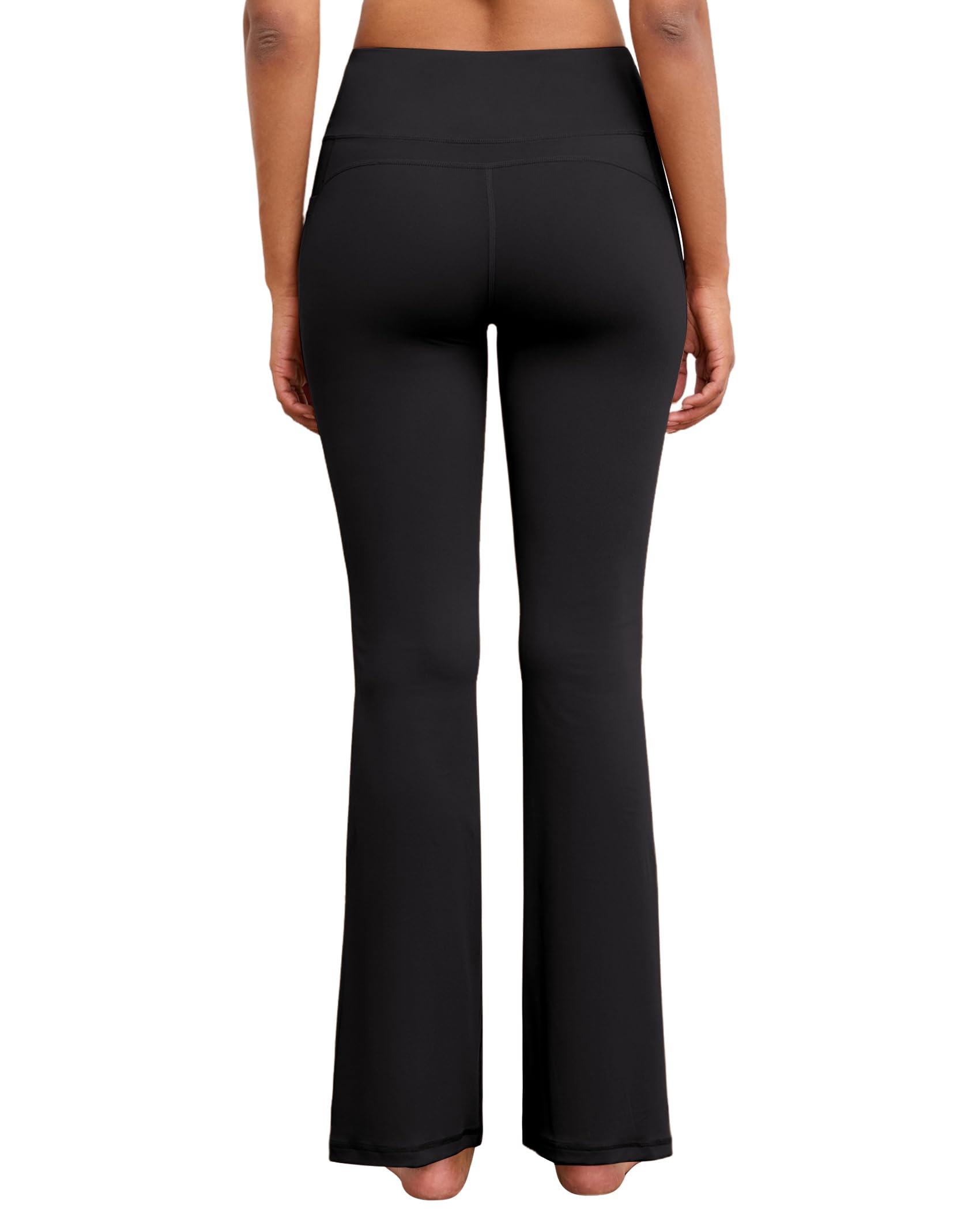 AegisChic Flare Yoga Pants with Pockets for Women Wide Leg Tummy Control Flared Workout Leggings High Waist Black