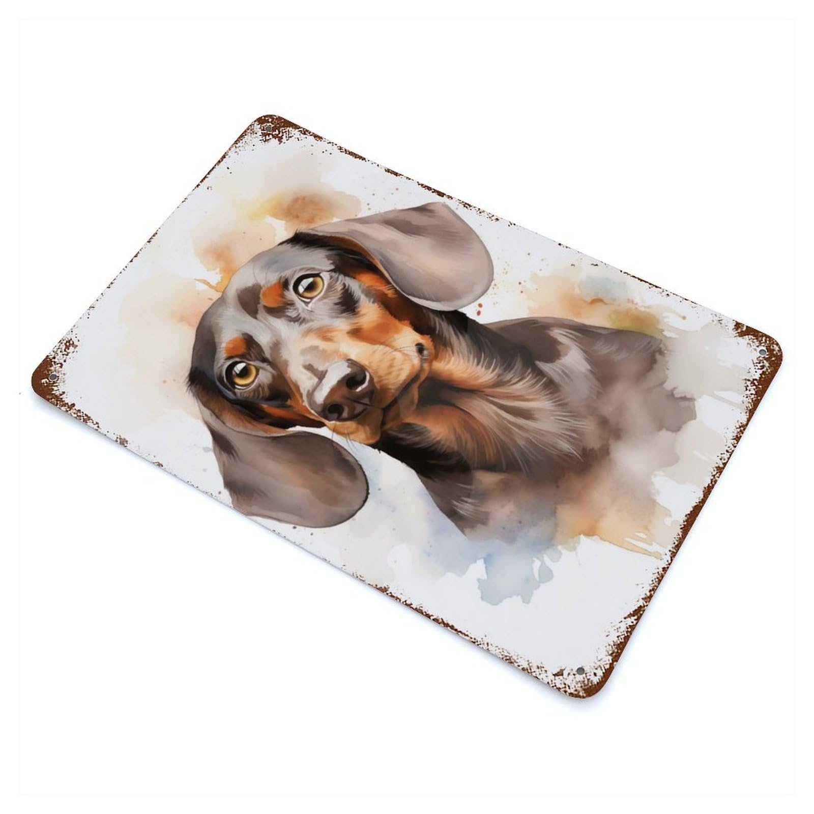 Rusty Metal Tin Sign Dachshund Portrait 11.8"x7.9", Industrial Home Decor for Patio, Garden Room And Bar Decor