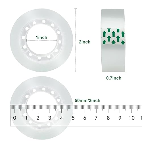 Miniatura 2 de 12 rollos de cinta transparente, repuestos de cinta transparente, cinta de envoltura de regalo de 34 x 1000 pulgadas para envoltura de regalos para
