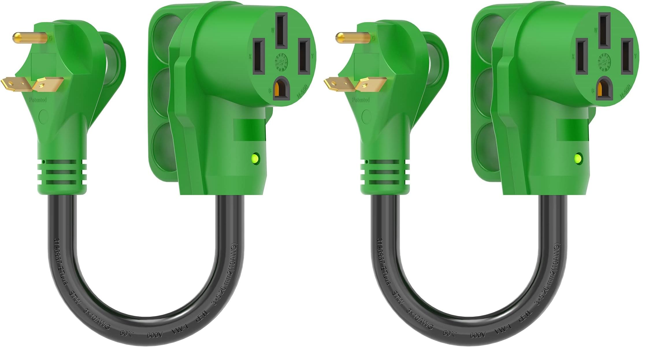 RVGUARD 30 Amp to 50 Amp RV Adapter Cord 12 Inch (Pack of 2)