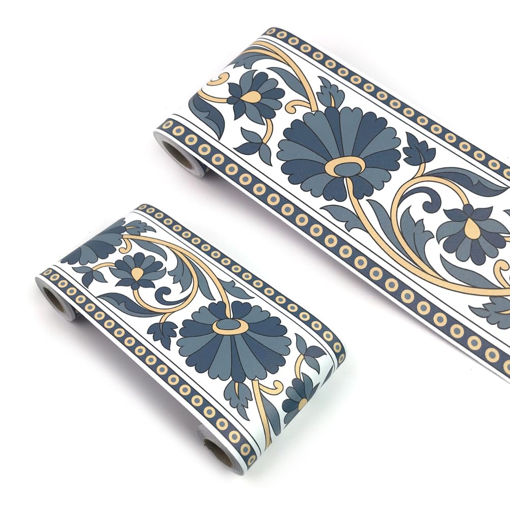 Tmapruvg Cyan 12Cm*10M Wallpaper Border 3D Peel And Stick Wall Trim,Self Adhesive Ceiling Decorative Molding Waterproof Baseboard Sticker For Backsplash (Cyan)