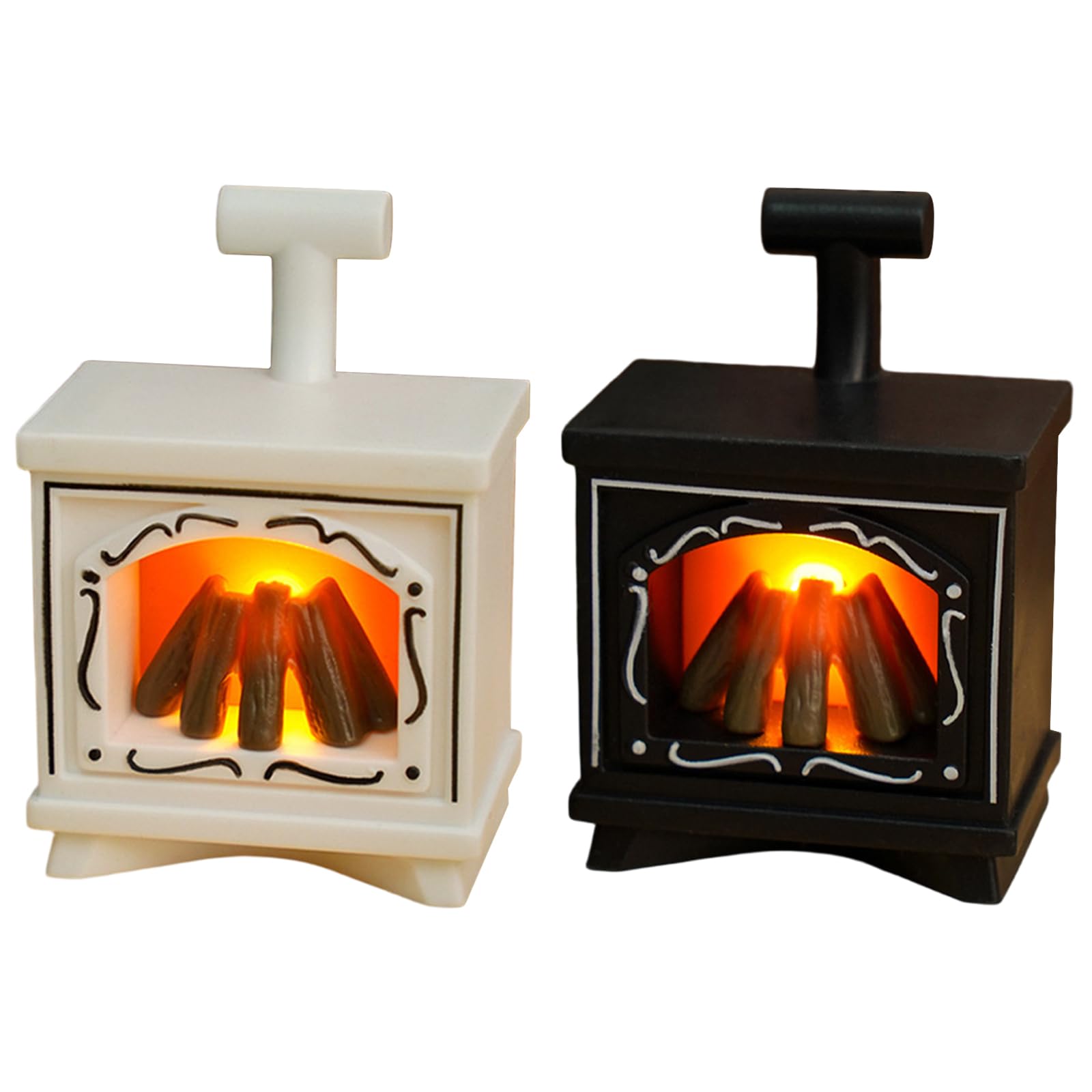 Porgeel 2Pcs Mini Fireplace Lantern Flameless Led Fireplace Battery Operated For Dolls House Furniture Home Tabletop Decor Indoor 2.8X1.9x1.2 Inch