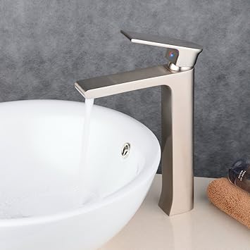 Beelee BL6308NH 11.7 inch Single Hole Vessel Bathroom Faucet,Nickel Brush