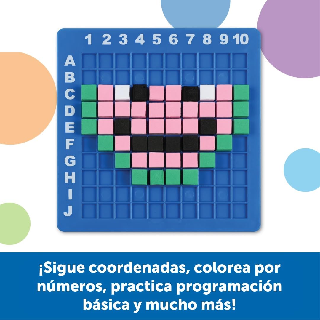 Learning Resources Pixel Art Challenge – Juego Stem para Niños 5+ – 402 Piezas con Cubos Píxel – Manualidades Educativas sin Pantalla