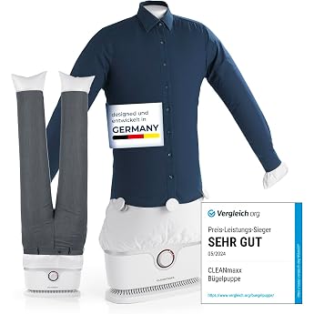 CLEANmaxx Automatic shirt iron for drying and smoothing shirts and blouses including attachment for trousers, the innovative 