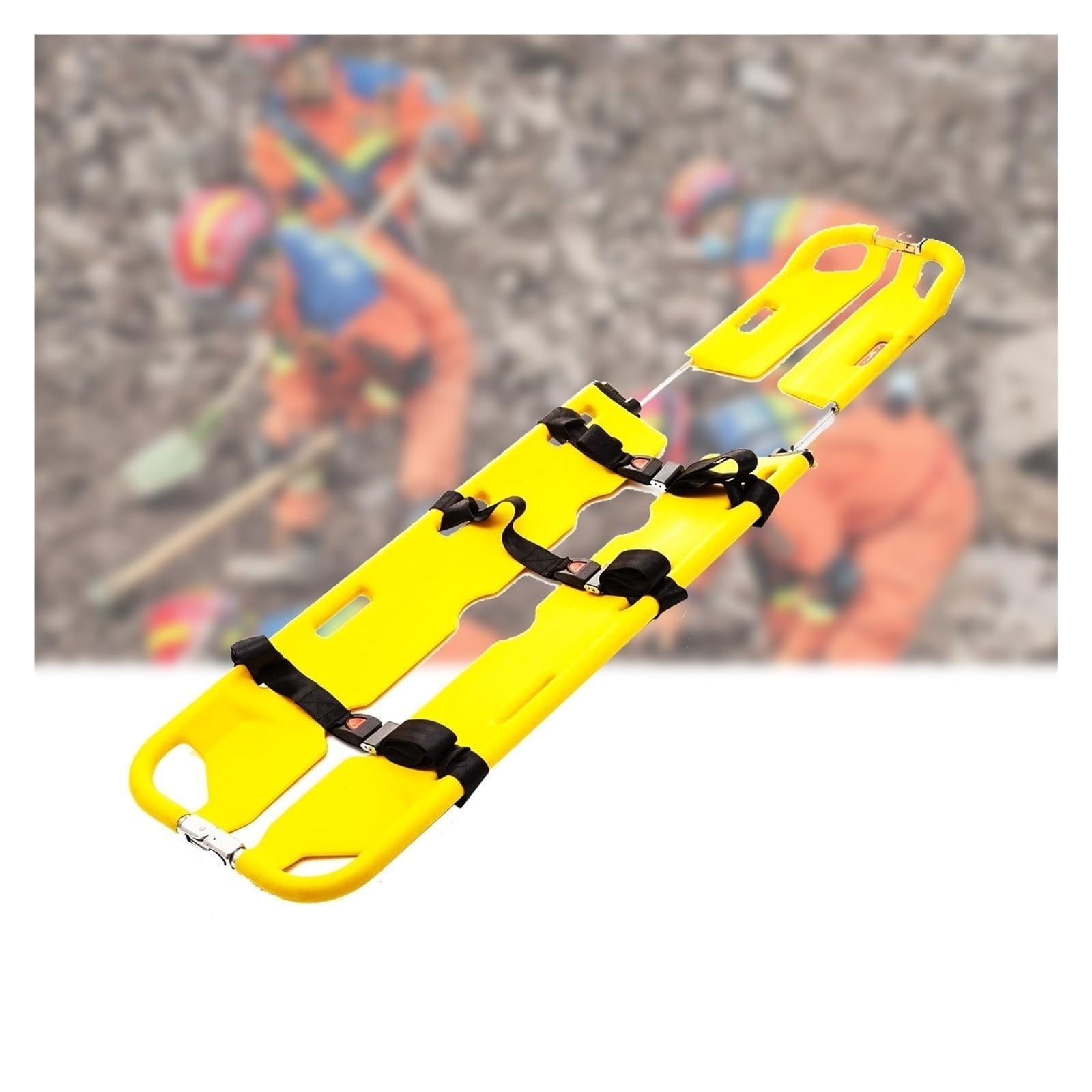 SGKOMN Medical Emergency Stretcher, Portable Folding Stretcher, Scoop Stretcher with 3 Straps, Load Capacity 390lbs, Suitable for Ambulances, Hospitals, Outdoor Rescue, Yellow