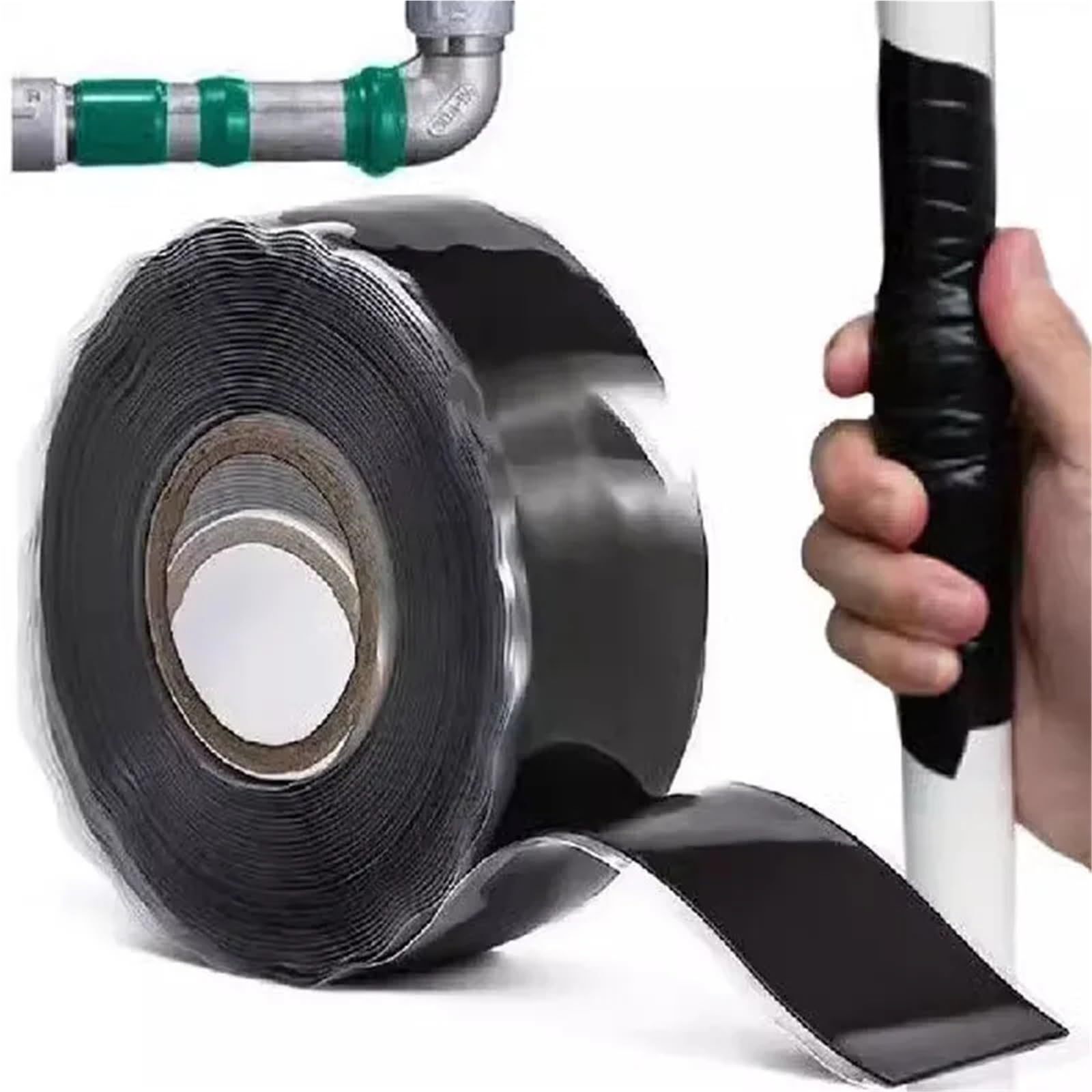 Nastro isolante sigillante in silicone autofusibil Nastro autofondente in silicone a prova di perdite multicolore 20 rotoli 1x10 piedi 0,5 mm(Black)