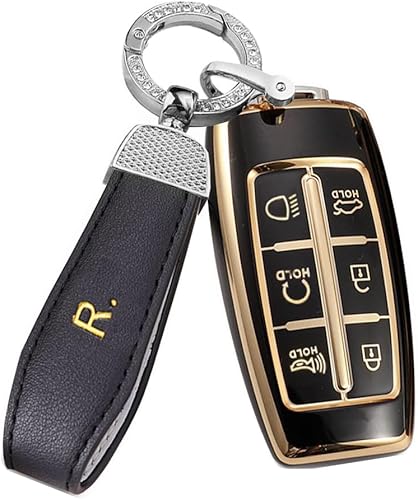 ontto Funda para llavero de automóvil Genesis GV70 GV80 G70 G70 de 6 botones, funda duradera para llaves de automóvil inteligente con mando a