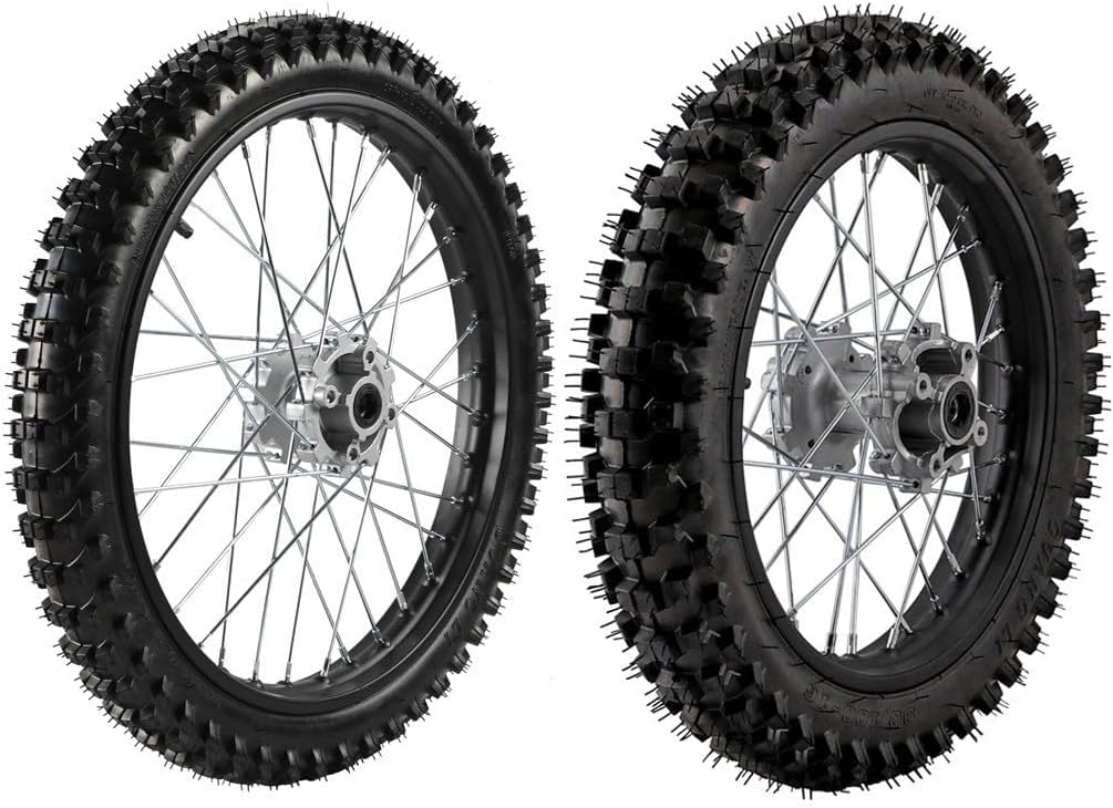 70/100-19 Wheel Tire and Rim Inner Tube with Pit Dirt Bike 1.6x 19 Rim 15mm Bearing Assembly for Pit Pro Trail Bike Motorcycle Motocross Off Road 19 inch Tire SSR Apollo KLX125 TTR125 KX85 (Front)
