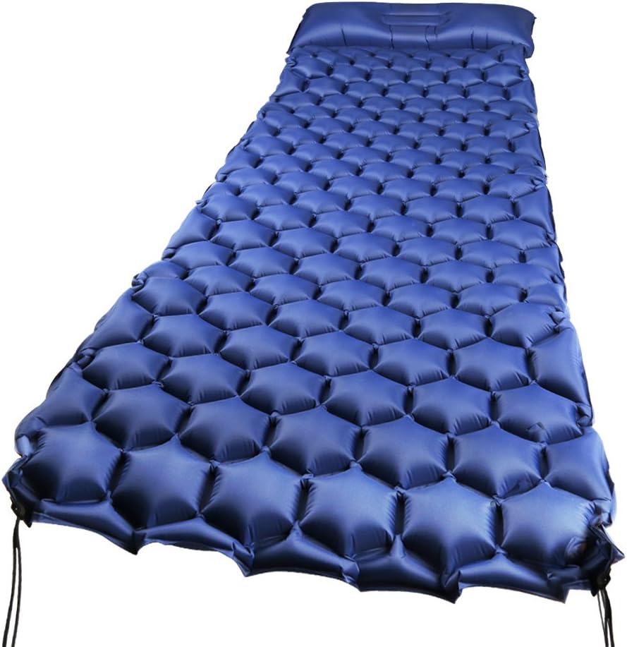 Sleeping Pad Ultralight Compact Camping Backpacking Air Pad with Pillow Inflatable Sleeping Mat Portable Hiking Mattress (Blue)