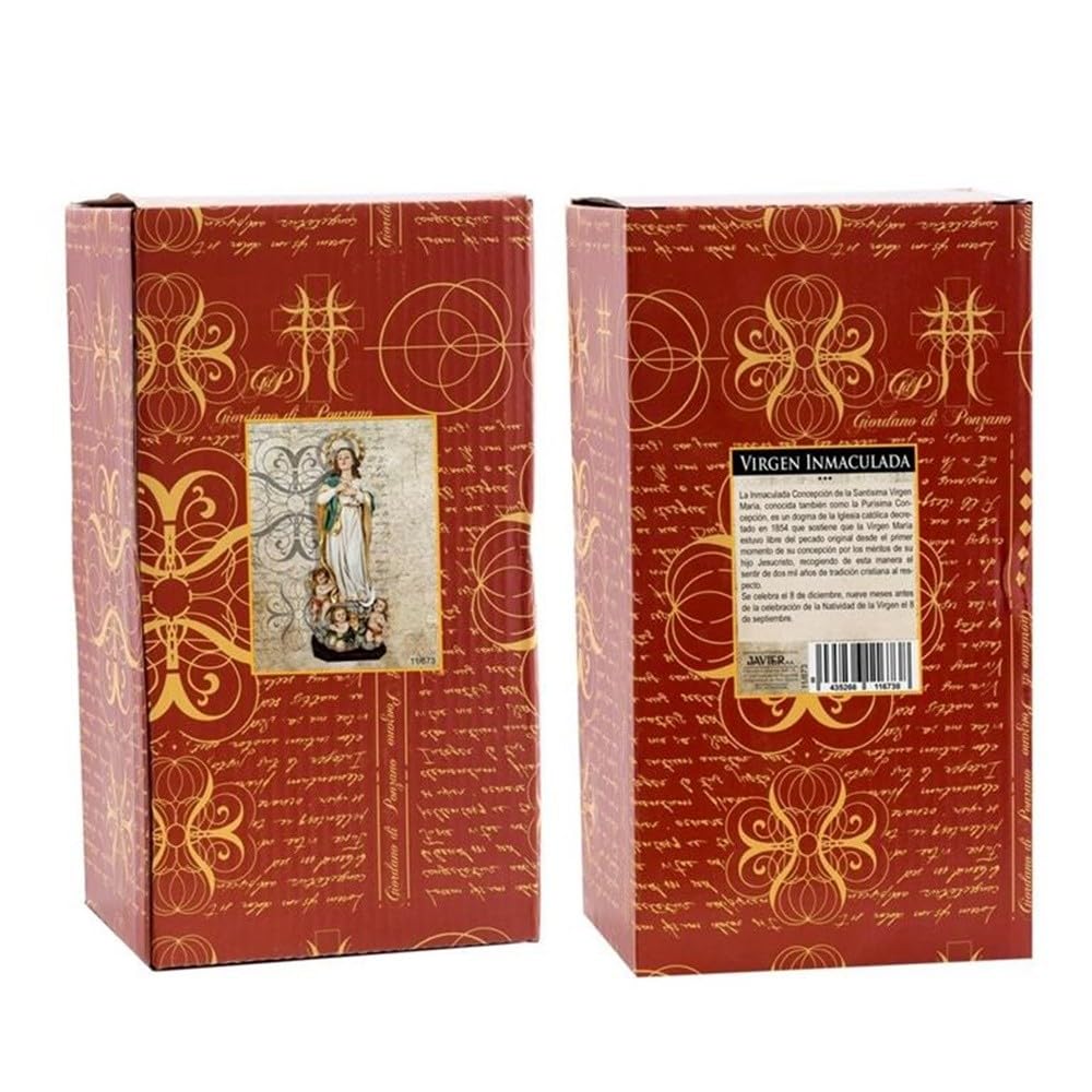 Inmaculada Concepción Figura 22 cm. Imagen Resina peana Tres ángeles