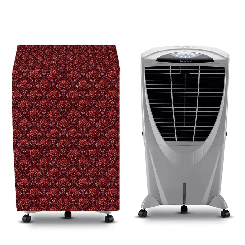 Image of PVC Cooler Cover Suitable for Symphony Winter 80XL i+ 80-Litre Desert Air Cooler Waterproof, Dustproof, Size(LXBXH) 66.67X48.26X127 Cm, Red Flower.