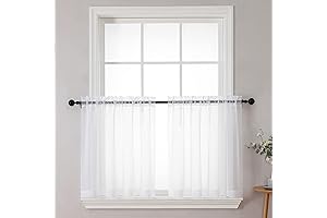 Chyhomenyc 24-Inch Short Sheer White Curtain Tiers