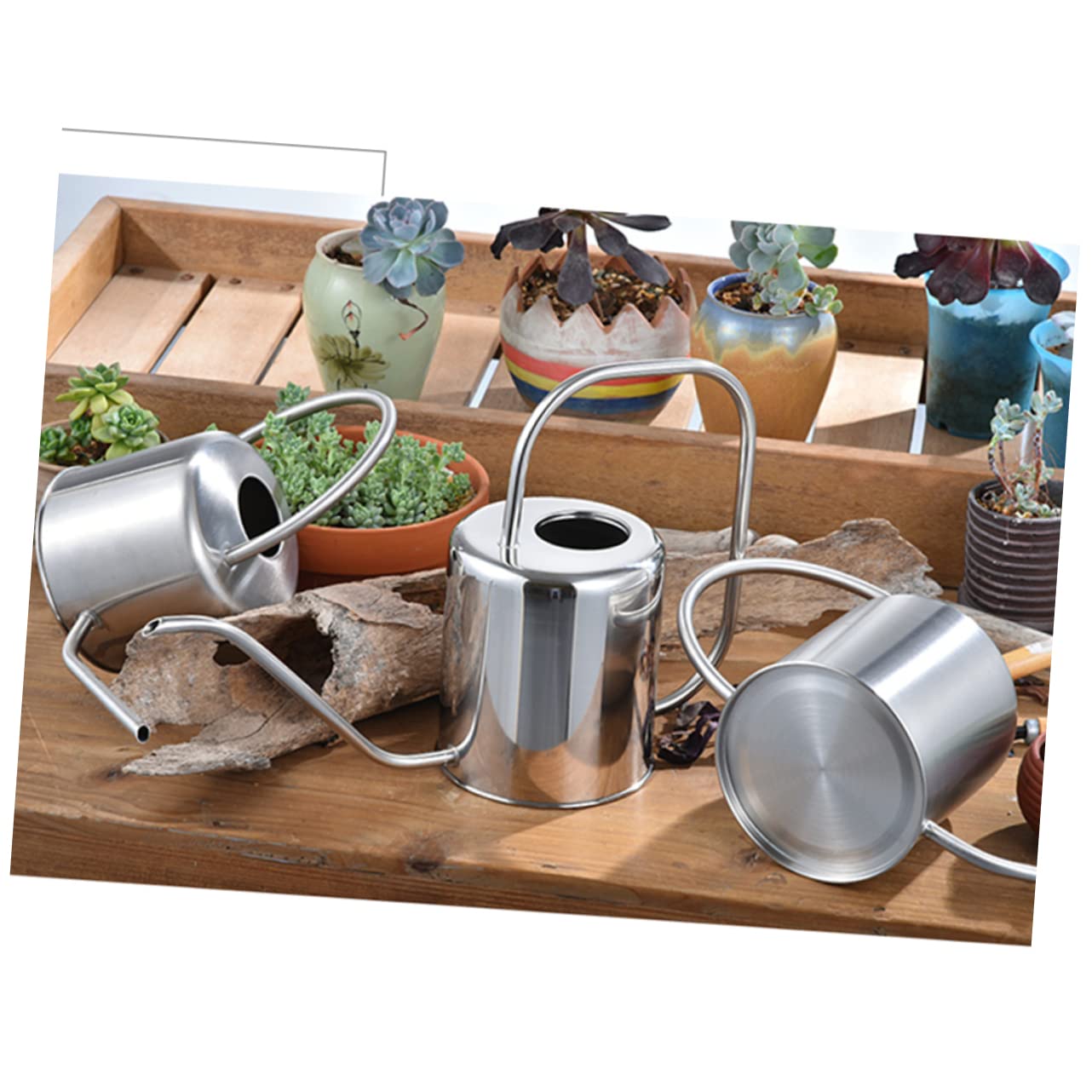 Regaderas for plantas de interior y jardín, con boquilla for riego de plantas de exterior. Elegante regadera de acero inoxidable con boquilla larga for riego de suculentas y plantas de interior.