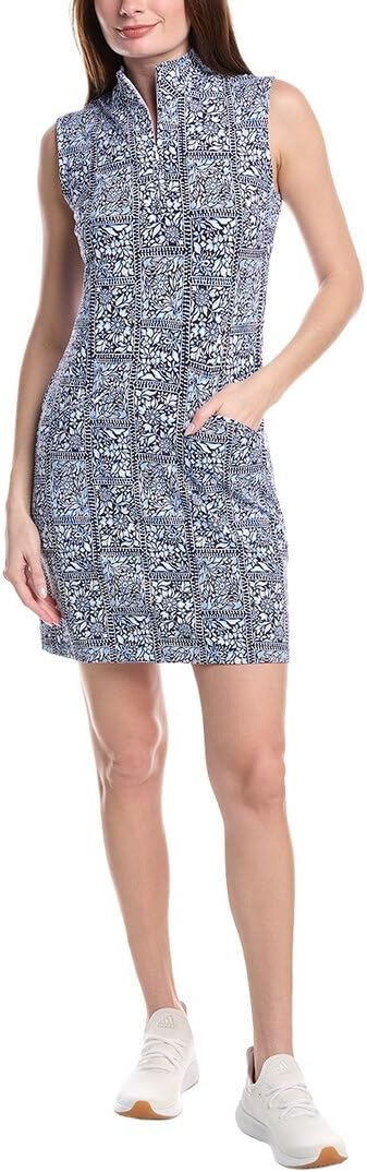 IBKUL UPF 50+ Sun Protection, Icefil Cooling, Moisture-Wicking Josie Print Sleeveless Mock Dress