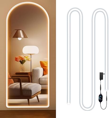 JUNWEN Kit de luces LED para espejo de tocador, resistente al agua de 16.4 pies, 600 luces LED blancas cálidas, espejo de tocador para tocador,