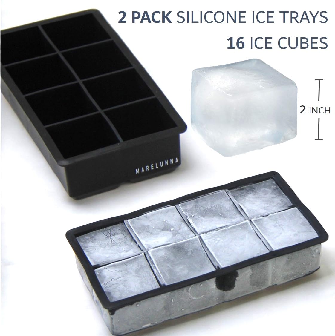 Molde combinado de silicona para bandejas de cubitos de hielo, juego de 2, máquina para hacer bolas de hielo con tapa y moldes cuadrados grandes, reutilizable y sin BPA Vhermosa HMHZ046