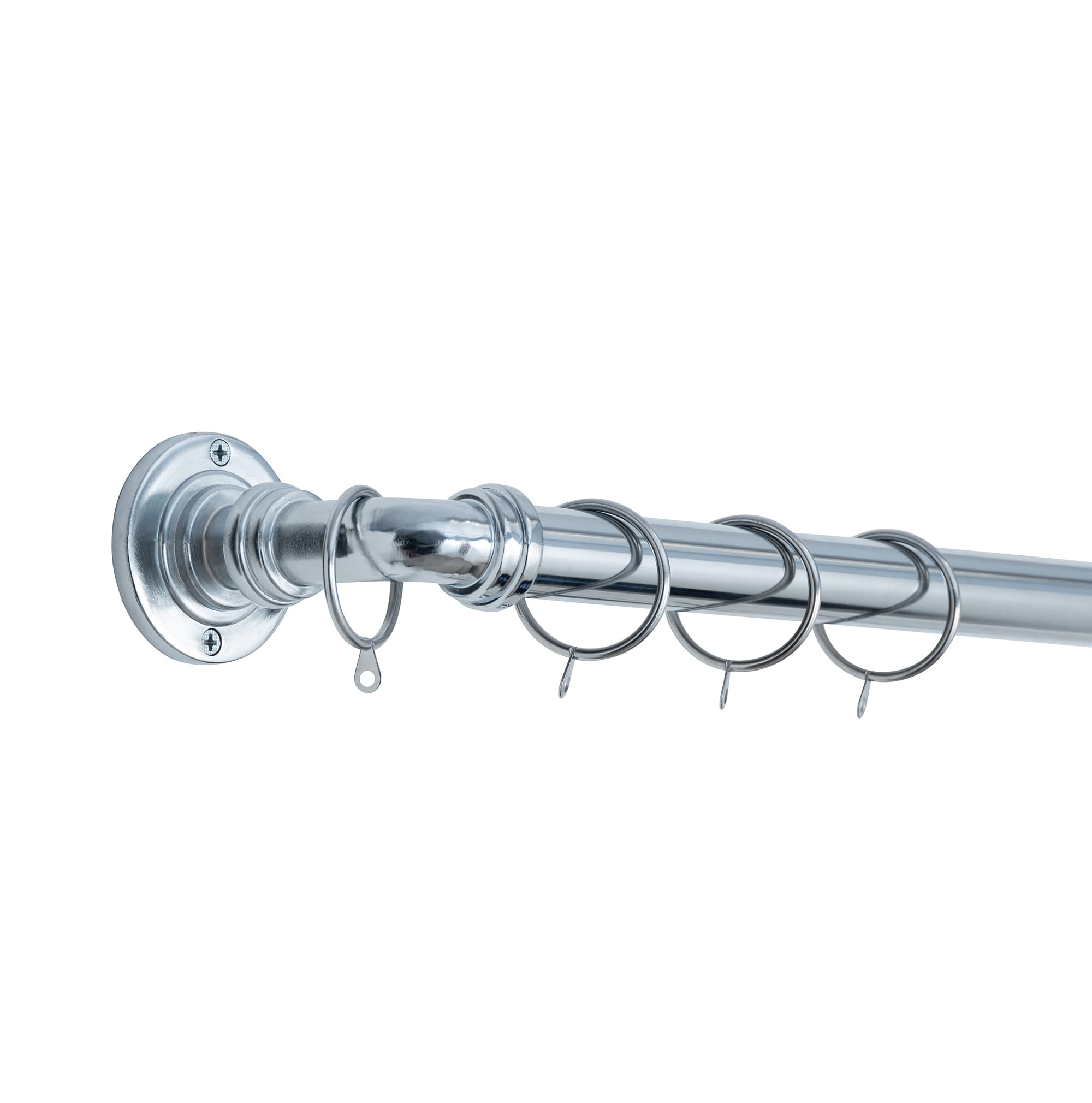 A.unique Home Nickel Room Darkening Metal Extendable Curtain Pole With Rings And Fittings, In A Variety Of Colours And Sizes (, 120Cm - 220Cm, 47" To 87" Approx)
