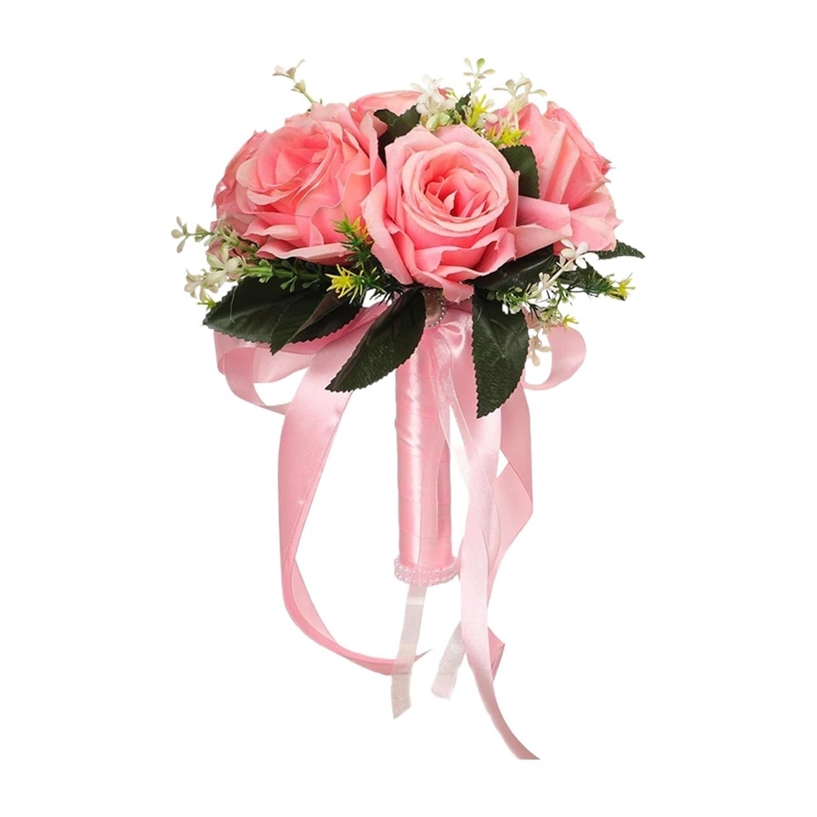 ZGCrumphant Artificial Wedding Bouquet Silk Wedding Bouquets Holding Flowers Artificial Rose Bouquet Bridesmaid Bridal Party(Pink)