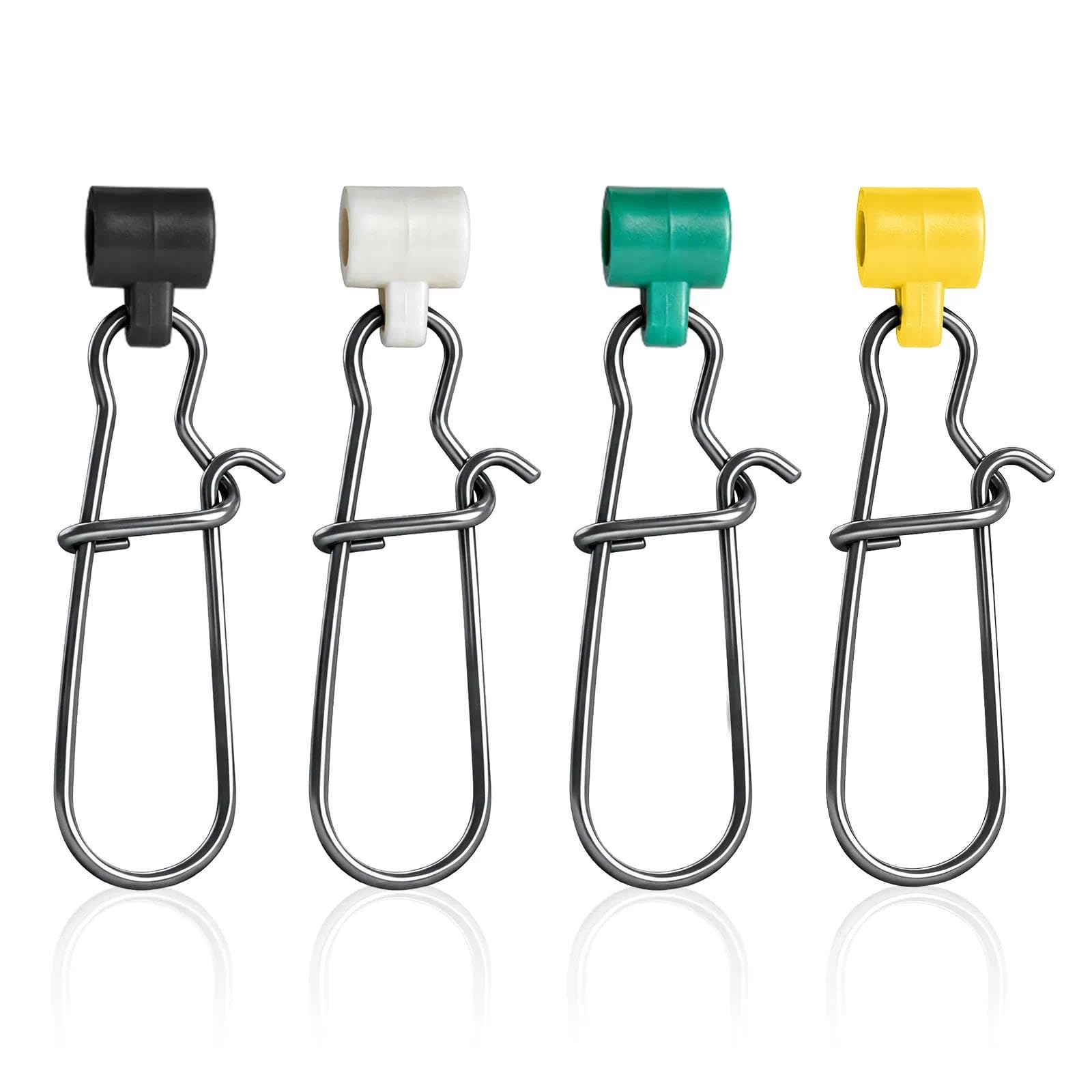 FishTrip Diapositivas de plomada para aparejos de pesca, 25 broches de bloqueo doble para línea de pesca, pesos resistentes, plomos, accesorios de conector de agua salada (mezcla de color_S#_100